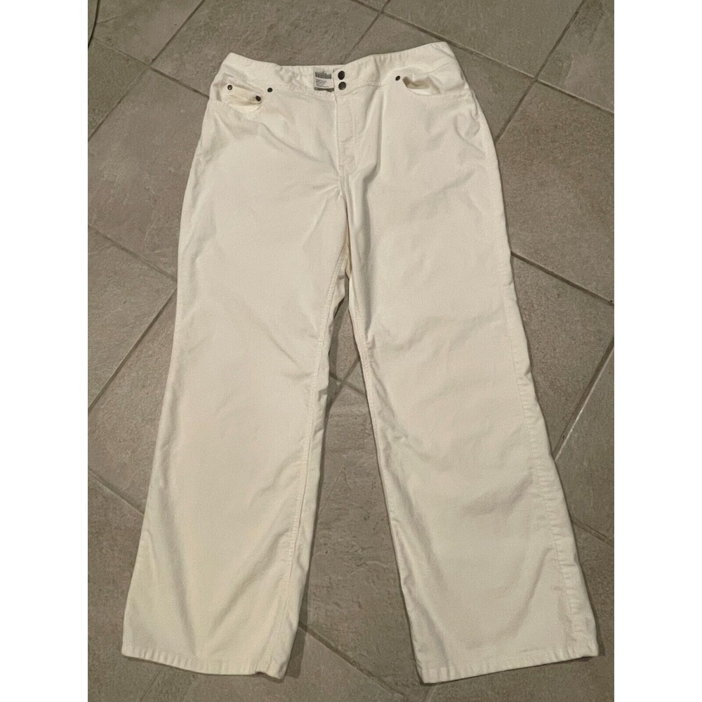 Chicos Pants Corduroy White Sz 3 High Rise Wide Leg 36x29‎ Measured Office